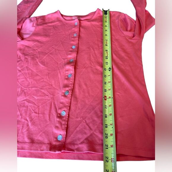 LL Bean Supima Cotton Cardigan Long Sleeve Top Womens Size Small Coral Pink - Picture 8 of 9